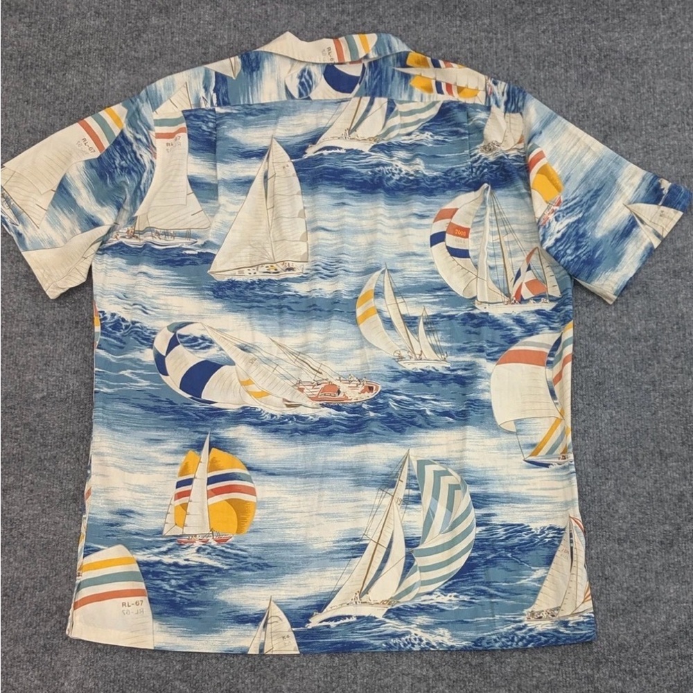 Polo Ralph Lauren Shirt Mens XL Hawaiian Loop Collar Sailboat Sailing Yacht AOP - Picture 3 of 3
